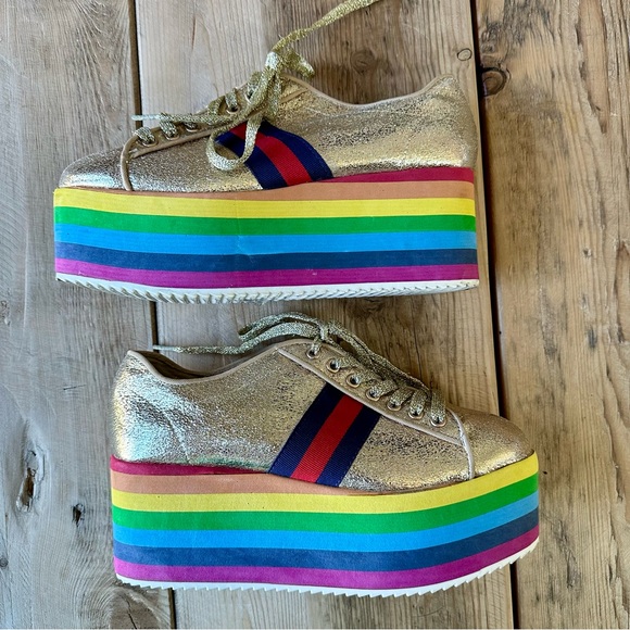 Bamboo Gold Rainbow Platform Shoes Women’s Size 7 - Picture 6 of 14
